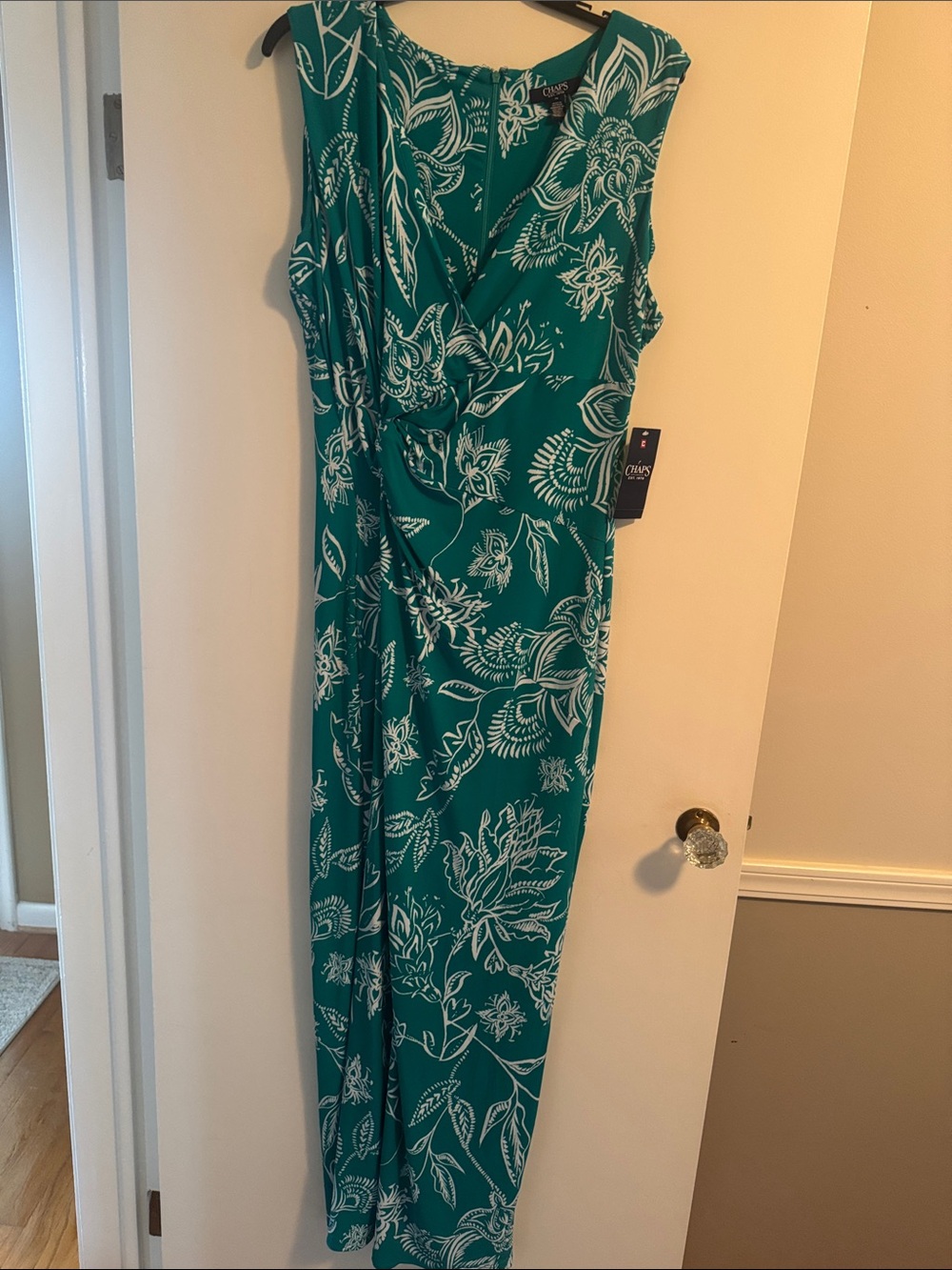 Chaps Teal and White Floral Maxi Dress